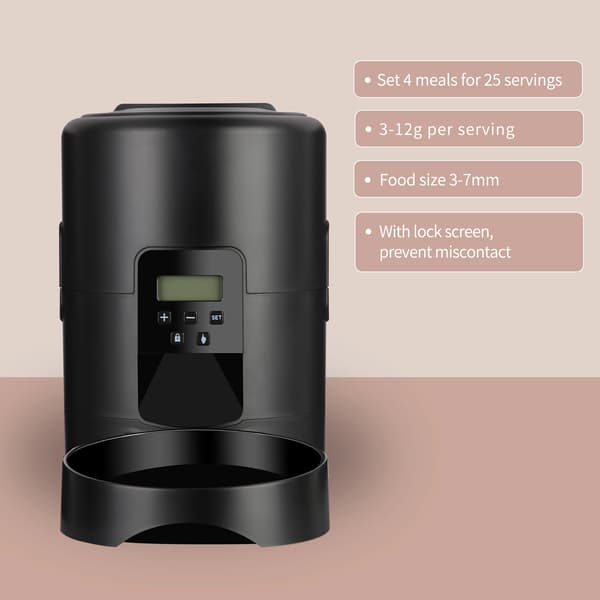 Automatisk katt- och hundmatare - 2L foderautomat med knappstyrning - Programmerbar timer - LCD-skärm - Torrfoderdispenser - USB 5V - Svart