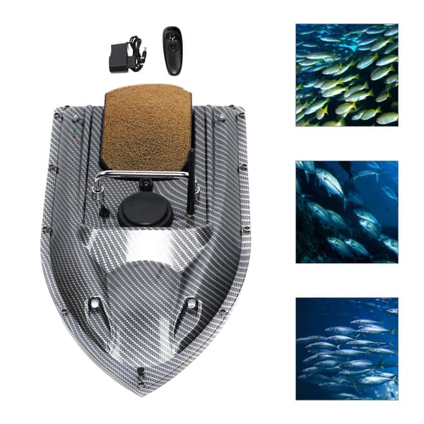 Fiskebåd til foder - RC agnbåd - 500 m rækkevidde - LED-lys - Natfiskeri - ABS-plast - Sort