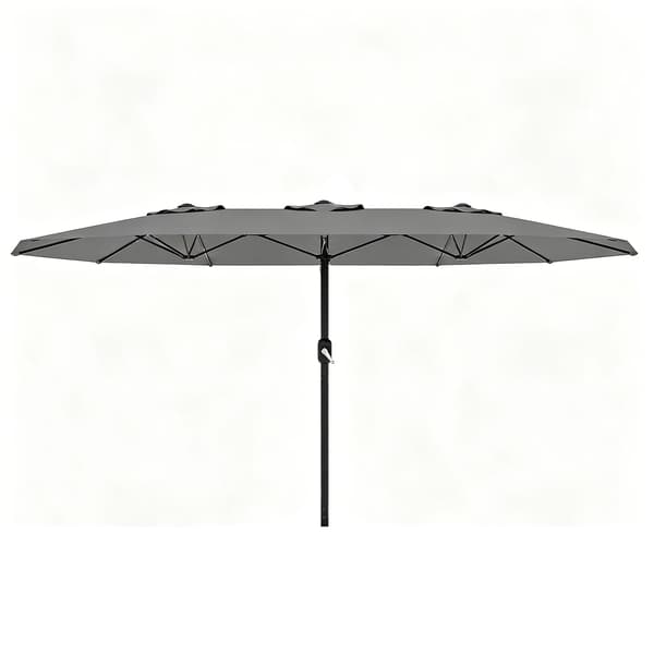 Haveparasol 4,6 x 2,7 m - Rektangulær terrasseparasol - Manuel krank - Polyesterdug - Jernstativ - Uden fod - Grå