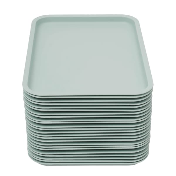 Snabbmatsbricka serveringsbricka - Rektangulär plastbricka - 24-pack - Halkfri - 36x27x2 cm - PP plast - Blå