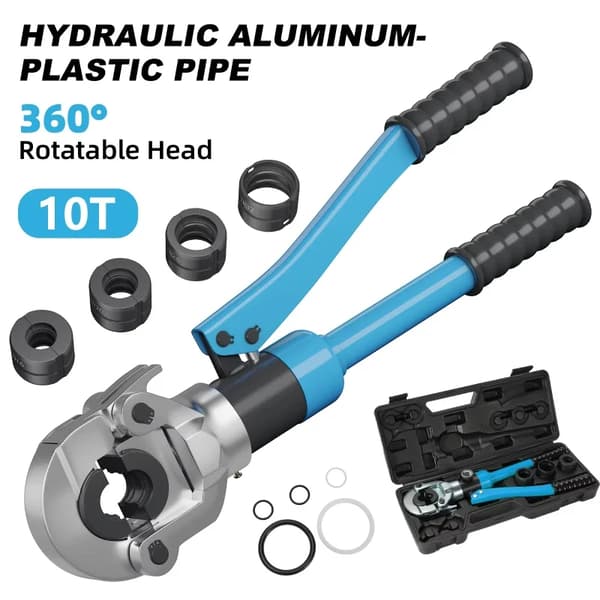 Hydraulisk rørpresser - CW-1632 - Til PEX- og PB-rør - Aluminium-plastrør - CE-certificeret - Blå