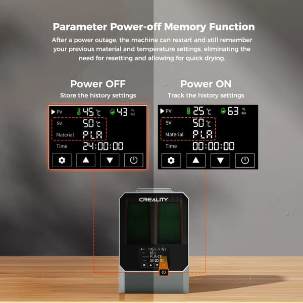 Space Pi Plus - Filamenttørrer til 3D-printer - Kapacitet 2 spoler - PTC 360° varmluft - 48 t timer - LCD touchskærm