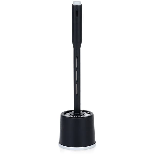 Toiletbørste til WC - Silikoneholder - Væskedispenser - 40 cm - Sort