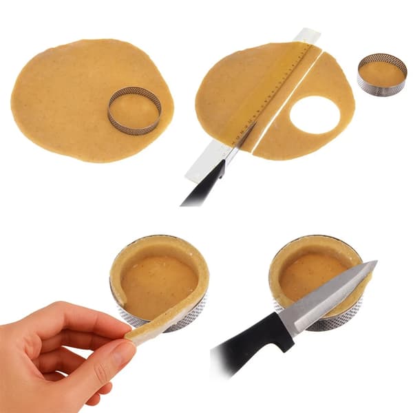 Tarteletforme - Perforerede Bageringe - Rustfrit Stål - 8 cm - 6 stk. - Sølv