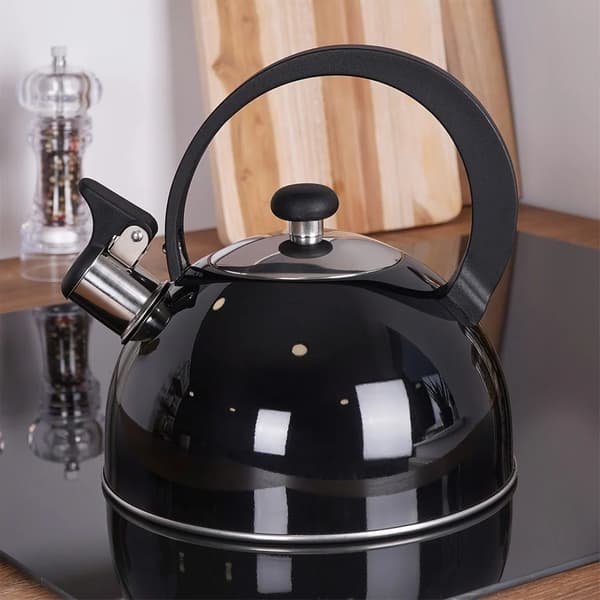 Vandkedel med fløjte - Rustfrit Stål - 1,5 L Kapacitet - Sort