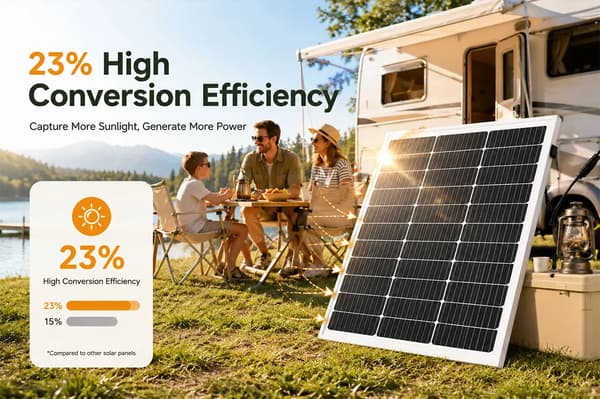 Solcellepanel 80 W - Rigid Solpanel - 5-i-1 DC Multikabel - Til Altan & Camping - Bærbar Til Power Station - Offgrid Nødstrøm