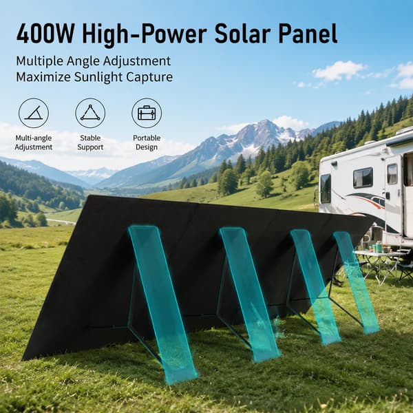 Bærbart solpanel - 400 W foldbart solcellepanel sæt - 4-delt design - vandtæt - oplader til power station - camping