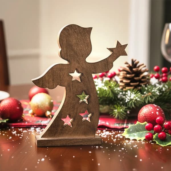 Julefigur i træ - Engel MANGO - 43 cm - Brun - Julepynt