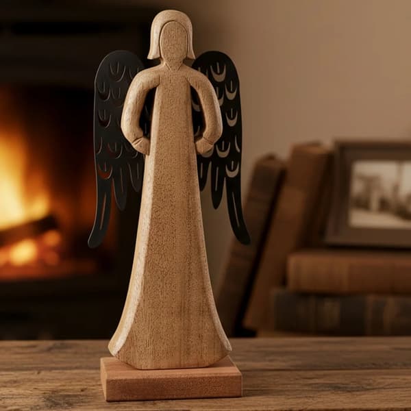 Englefigur MANGO - Træ - 32,5 cm - Brun - Størrelse L