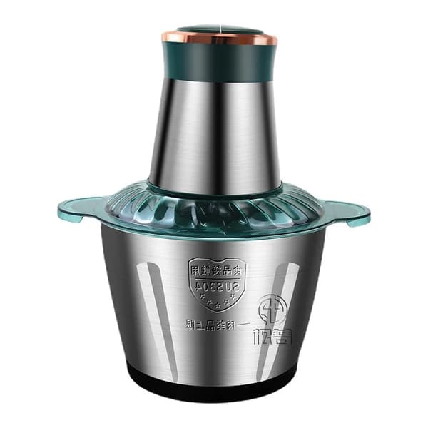 Elektrisk kødhakker & foodprocessor - 2 L minihakker - Rustfrit stål - Multifunktion grøntsagssnitter - Hakkemaskine/processor - Sort