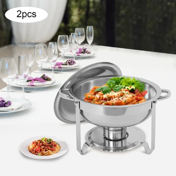 Chafing Dish Buffetsæt - Buffetvarmer - 2-delt - Rustfrit stål - Kapacitet 4,5 l - Med brænderholder