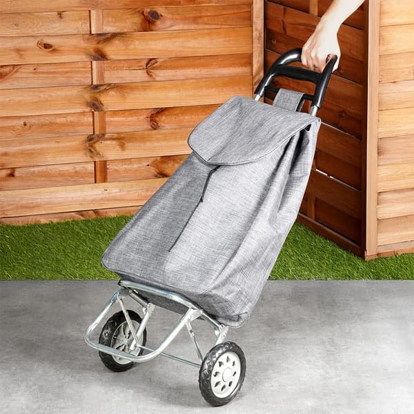 Indkøbsvogn med taske - Indkøbstrolley - 30 l - Polyester - Grå