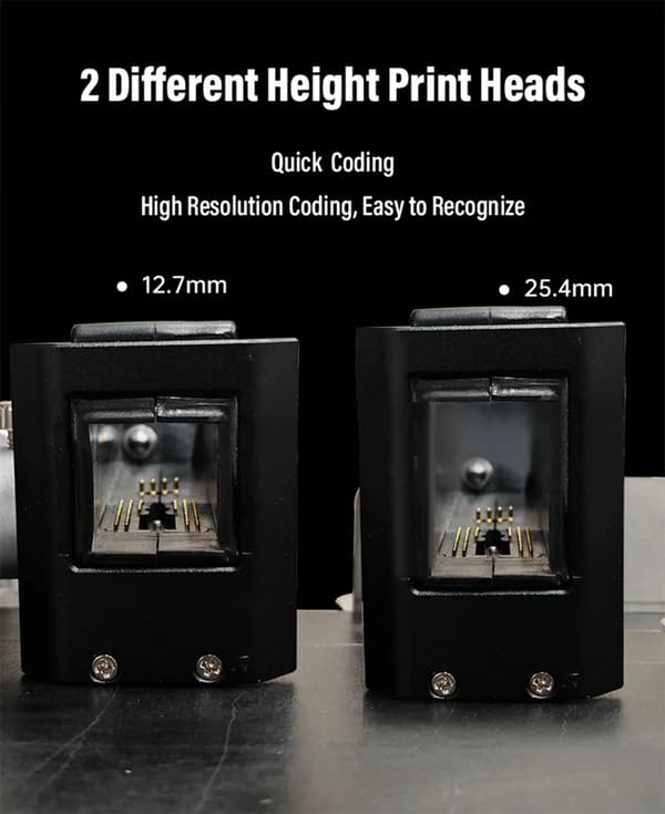 Online termisk blækprinter - CP100 koder - 25,4 mm print - Transportbånd - Stregkode dato QR