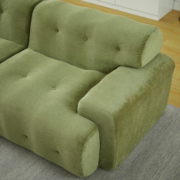Cloud Sofa - 2-sitsig Fällsoffa - Överdimensionerad - Breda Armstöd - Knappdekor - Chenille - Skumfyllning - Grön