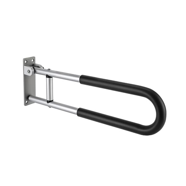 Badgreb - Vægmonteret Toiletgreb - 90° Foldbart - Skridsikkert - Til ældre & handicappede - Sort