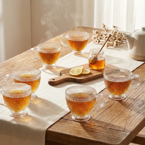 Kaffe- og teglas - 6 stk. - 400 ml - Glas - Farveløse