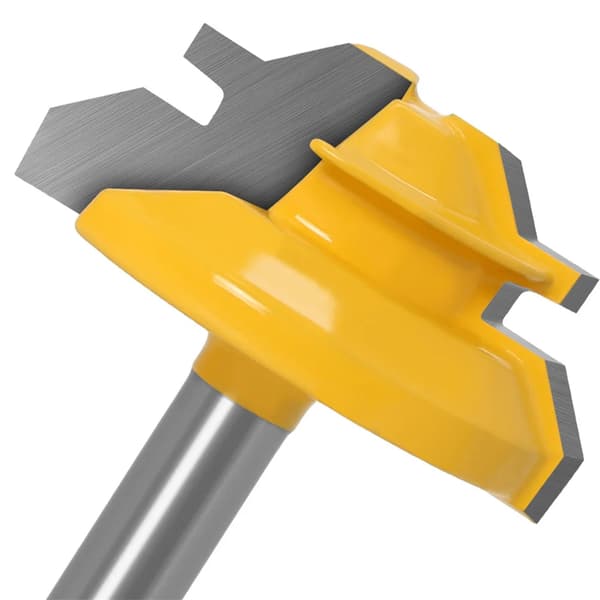 Fræsebitsæt til træ - 3 stk 45° lock miter samlingsfræser - Til not og tap - Wolframkarbid skær - 12,7 mm skaft