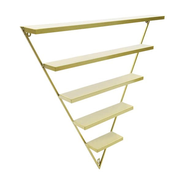 Nagellacksställ - Väggmonterat - Triangelformat - 5 hyllplan - Järn - Polerat - Guld