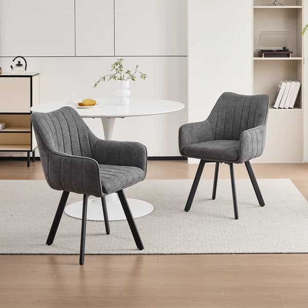 Matstolar - 2-pack - Vadderade matstolar - Metallstomme - Monteras själv - Modern stil - Mörkgrå
