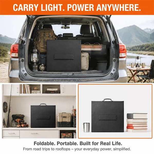 300W solpanel - Bærbart foldbart solcellepanel sæt - Vandtæt - Nødstrøms oplader - Til camping og autocamper - Til power station og off grid