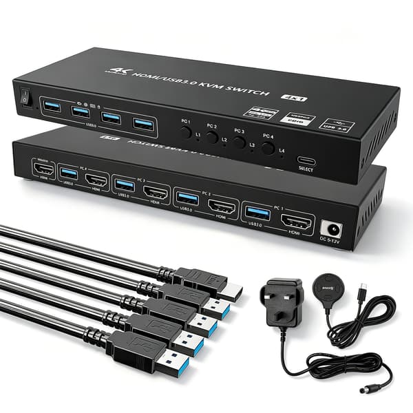 USB 3.0-kabler - 4-pak - Til HDMI-KVM-switch - Til tilslutning af computer og KVM-enhed