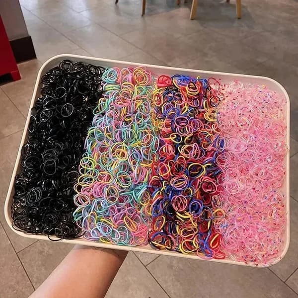 Hårsnoddar - Elastiska hårband med rosett - 1500 delar - Polyester - Geometriskt mönster - 1500Pcs-D