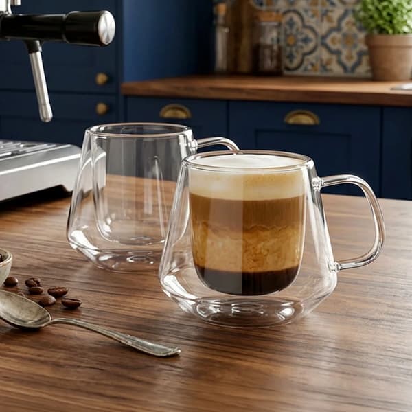 Kaffe- og teglas - Dobbeltvæggede termoglas - 2 stk. - 170 ml - Glas - Farveløse