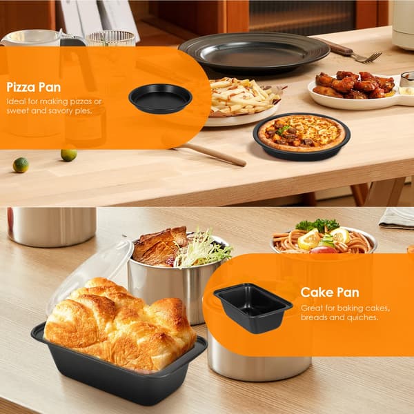 Airfryer tilbehør - Riste og indsats - 9–12 dele 304 rustfrit stål - Bageholder til dobbelt zone - Sølv