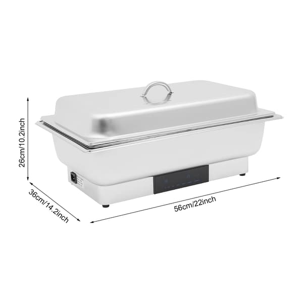 Buffetvarmer - Elektrisk chafing dish - 600 W - Rektangulær - Rustfrit stål - Temperaturkontrol