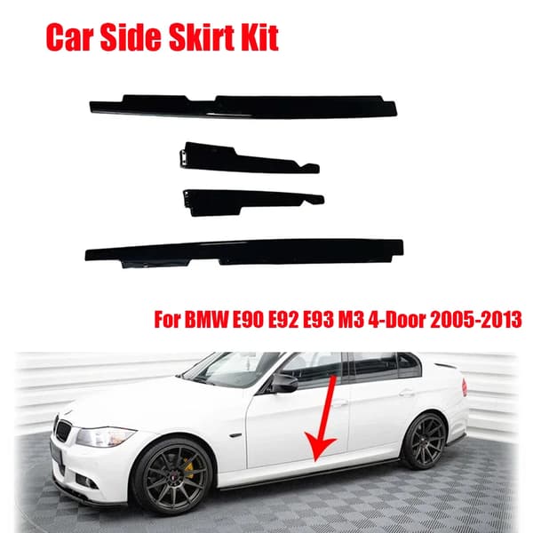 Bil sidokjol - Sidokjol splitter diffuser kit - För E90 E92 E93 4-dörr 2005-2013 - Högblank svart - Akryl
