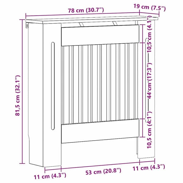 Radiatorskydd - Elementskydd - 78 x 19 x 81,5 cm - Träkomposit - Armégrön