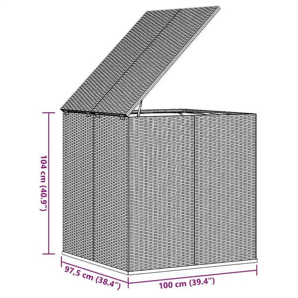 Trädgårdsdynlåda - Förvaringsbox utomhus - Flätad resin - Vattentätt innerfoder - 100 x 97,5 x 104 cm - Ljusgrå