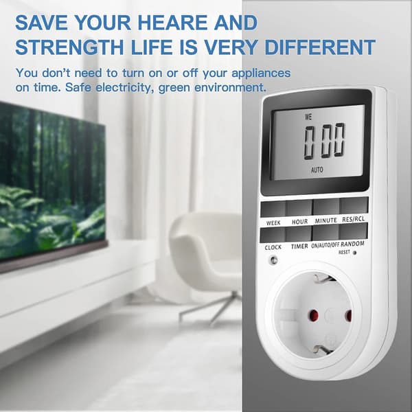 Digitalt timerstik - EU-stik timer - 12/24 t - Programmerbar - LCD-display - 2-pak