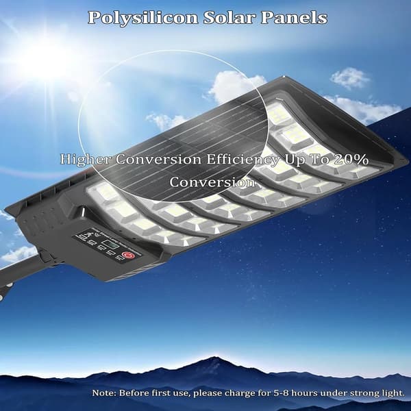 Solcellslampa för utomhusbruk - Solcellsdriven gatubelysning - LED - Rörelsesensor - Skymningssensor - IP65 - 1-pack