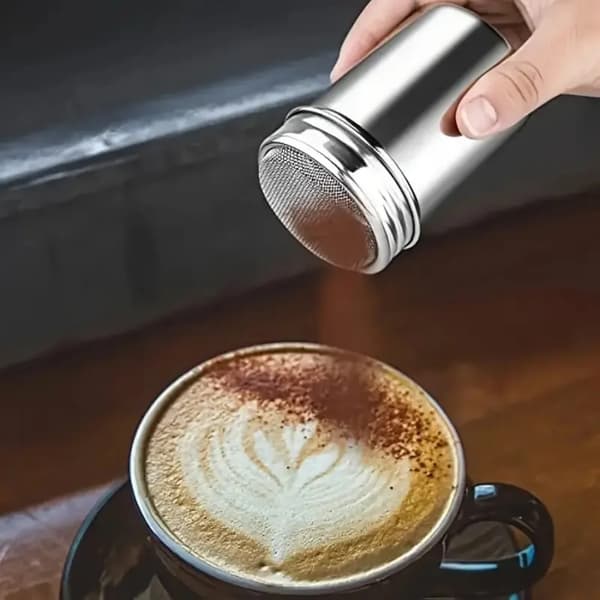 Pulversigte til kaffe og bagning - Rustfrit stål - Med låg - 2 dele