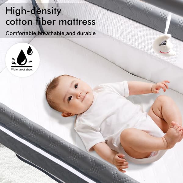 Elektrisk Bluetooth-babysäng - YC608 Spjälsäng - Antitipp - Vaggfunktion - För Nyfödda - Sömnassistent - Grå