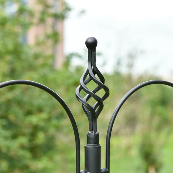 Udendørs fuglefoderstation - Fuglefoderstativ - Rustfrit stål 54,5×54,5×208 cm - 4 kroge - Armygrøn