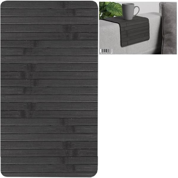 Bordunderlag i bambus - Bordstablet - Sammenrullelig - Rektangulær - 44 x 24 cm - Sort
