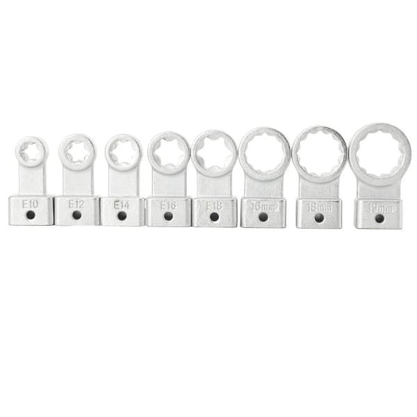 Remstrammer værktøj til bil - Multiribrem nøglesæt - E10/E12/E14/E16/E18 E-Torx adaptere - Krom-vanadiumstål - Aftagning, montering, justering