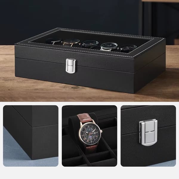 Klockbox - Klockfodral för 12 armbandsur - Läder