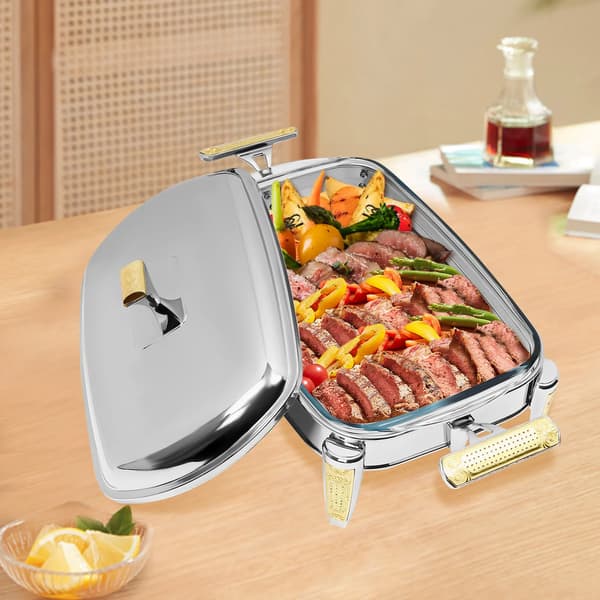 Chafing Dish - Madvarmer - 2,2 Liter - Rustfrit Stål - Til Hjem & Buffet - Sølv