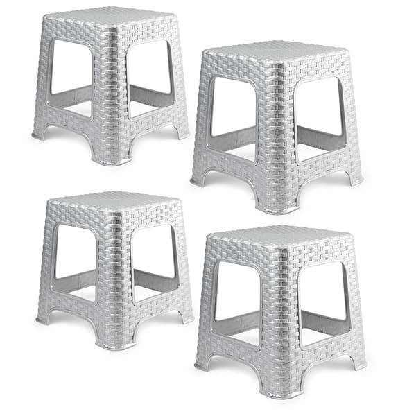 Rattan Plaststolar - 4-pack - Silver