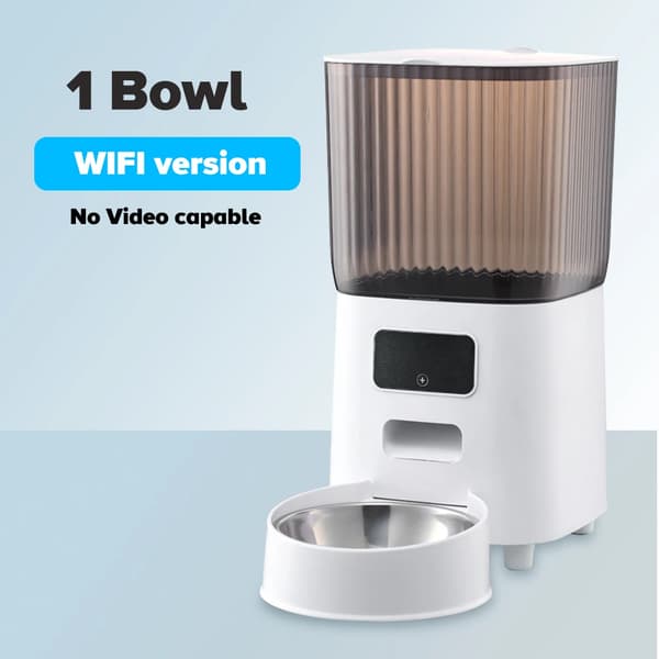 Automatisk kattefoderautomat - Smart WiFi 5 L - App-styret - Tidsindstillet fodring - Til tørfoder - Portioner 50–2000 g - Hvid