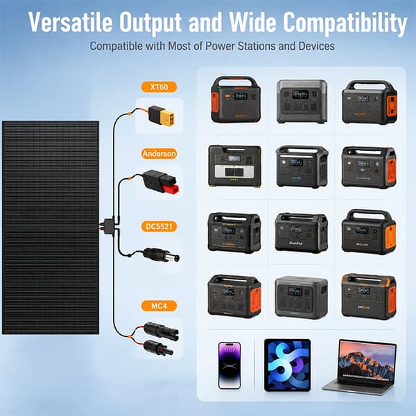 Bærbart solpanel - 400 W foldbart solcellepanel sæt - 4-delt design - vandtæt - oplader til power station - camping
