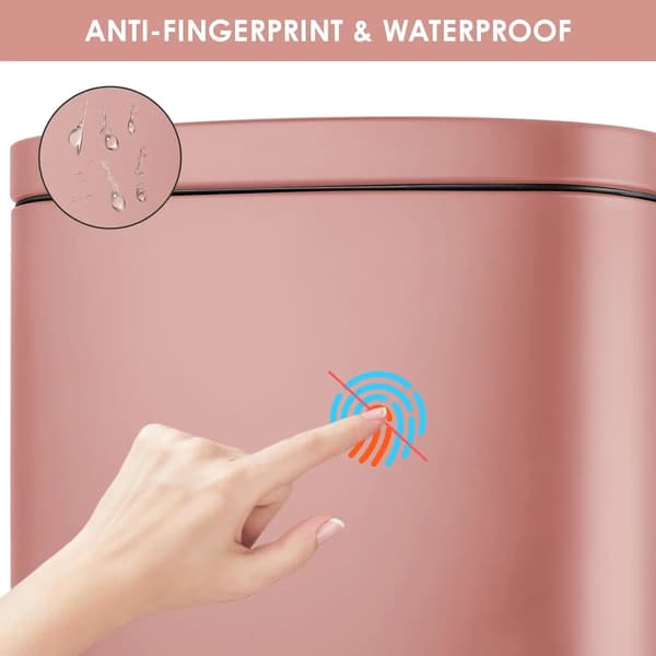 Soptunna kök - Pedalhink 50 l - Rostfritt stål - Rektangulär - Rullock - Rosa