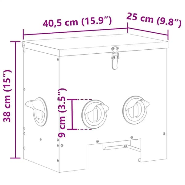 Hönsfoderautomat - Kycklingmatare 2-pack - Tygmaterial - 40,5 x 25 x 38 cm - Armygrön