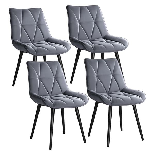 Matstolar - Set med 4 - Konstläder - Vadderad sits - Metallben - Modern stil - Grå