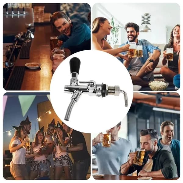 Ølhane - Justerbar - Til øltappeudstyr - Forkrommet - Sølv