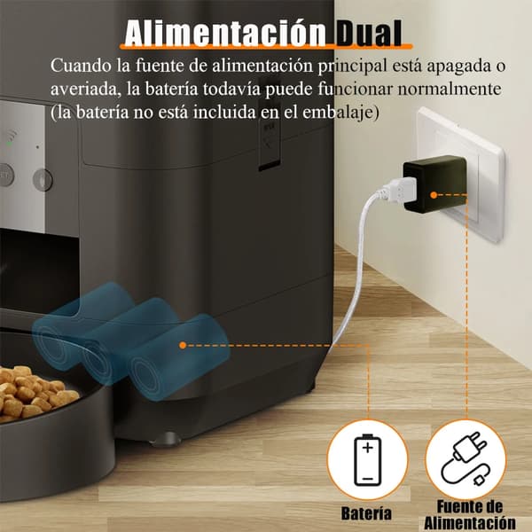 Automatisk kattefoderautomat - Foderdispenser - WiFi - Tidsindstilling - Portionskontrol - LCD-display - Genopladelig - Sort
