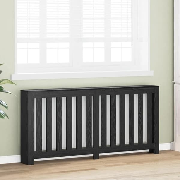 Radiatorskydd - Elementskydd - 175x20x82 cm - Träkomposit - Ventilerad front - Armégrön